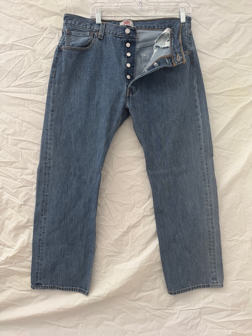 Men’s 501 Levi's Straight-Leg Button-Fly Jeans - Denim Blue 36x29
